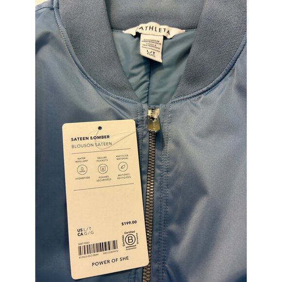 Athleta Sateen Bomber Jacket Coat Blue size XL and Large NWT - Picture 10 of 11